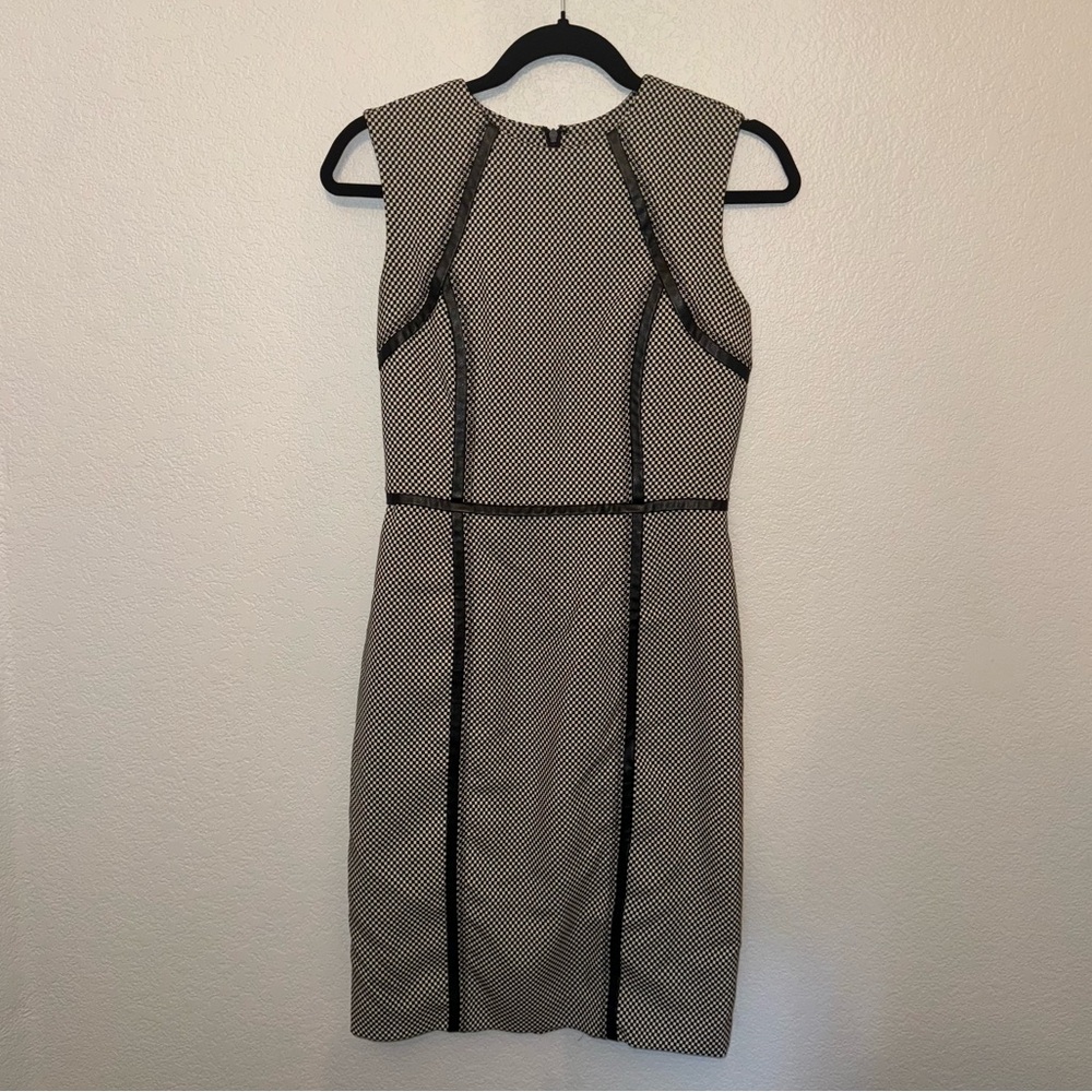 Calvin Klein Checkered with Leather Tight Dress Size 2